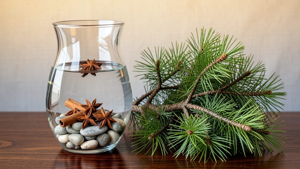 Christmas Tree Branches in Vase: Rustic Holiday Centerpiece With Evergreen Elegance