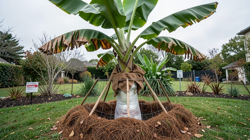 Banana Tree Winter Protection: Layered Mulch Shield for Freeze Defense