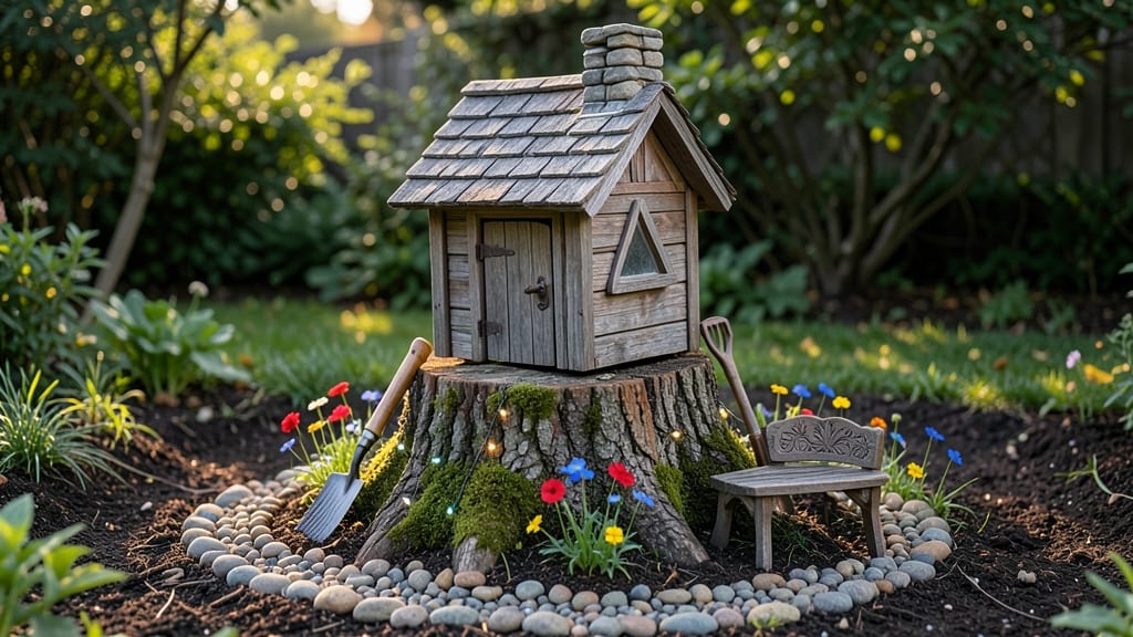 Tree Stump Gnome House Roof: Mossy Shingle Charm for Fairy Garden Magic